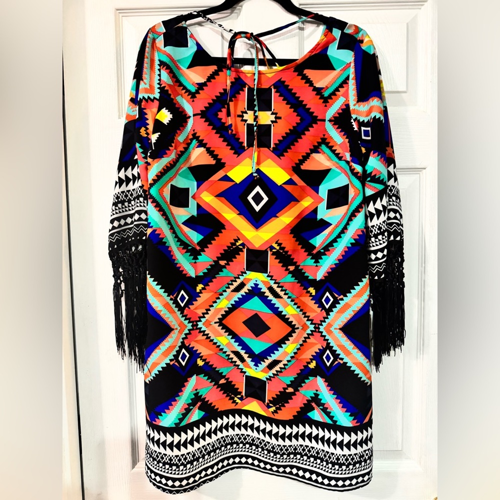 Gianni Bini Blue and Orange Sheath Resort Dress